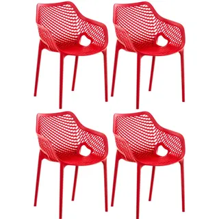 CLP Gartenstuhl 4er Set Kunststoff rot , Rot , 57x81x60 cm , Gartenmöbel, Gartensessel, Gartenstühle