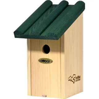 dobar VOBU Nistkasten Gracht für Meisen - Wildvogel Nisthilfe aus Holz mit Ø 28 mm Einflugloch für Höhlenbrüter - Grün