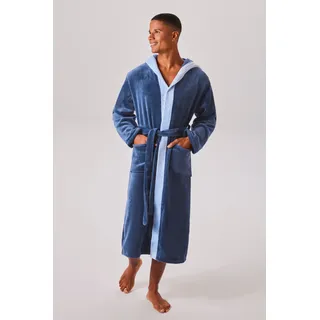 Unisex-Bademantel OTTO HOME "Miia, ideal für Sauna, Spa & im Urlaub" Gr. S, blau (marine, blau), L:120cm, Microfaser, Hausmäntel, Unisex-Bademantel, weich und kuschelig, plüsch, für Damen und Herren, S-XL