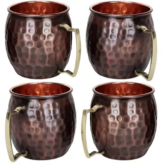 Zap Impex Moscow Mule Becher, Kupferbecher, antik, ideal für jedes gekühlte Getränk, um zu unterhalten und in der Bar oder zu Hause zu sein, tolles Bar-Geschenkset mit 4 Stück