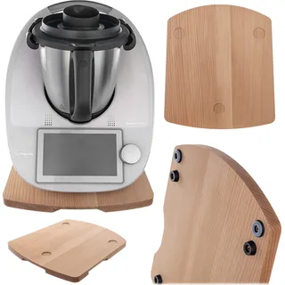 KADAX Gleitbrett für Thermomix, Brett aus hochwertigem Holz mit Vertiefungen, Teflongleitern und Gummistoppern für stabilen Küchenmaschine Stand, Buchenholz