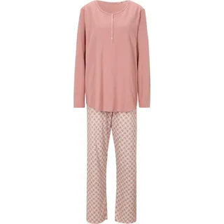 CALIDA Lovely Nights Pyjama Button Tab rosa Muster Baumwolle Small Damen, 251 ROSE bud) S