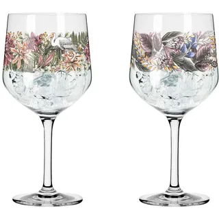 Ritzenhoff Ginglas , Grün, Rot, Pink , Glas , 2-teilig , 720 ml , 21.8 cm , Gläser, Longdrinkgläser