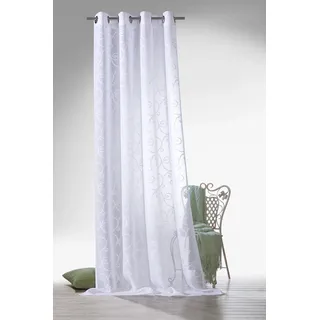 Vorhang WECKBRODT "Romance" Gr. 2, weiß, B:140cm H:225cm, Polyester, Gardinen, Vorhang, echte Stickerei, halbtransparent, Muster Raute, Gardine, Store, Topseller