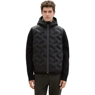TOM TAILOR Herren Hybrid Weste mit Kapuze,29999 - Black, XXL
