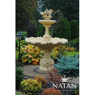 Zierbrunnen Springbrunnen Brunnen Garten Dekoration Fontaine Teich Tauben Vogel - Weiß