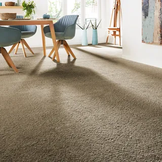 Andiamo Teppichboden »Verona, Velours, Made in Belgium« rechteckig 6 mm Höhe Uni Farben, Breite 400 cm oder 500 cm, strapazierfähig, pflegeleicht, braun