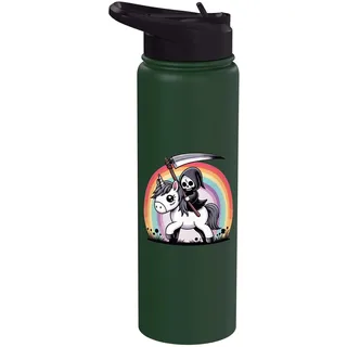 Sensenmann Reitet Einhorn Regenbogen Pastel Goth Humor Stainless Steel Insulated Water Bottle
