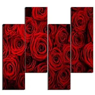 Homemania HM204PMDF203 Blumenbild mit Musik, 4 Stück, für Wohnzimmer, Schlafzimmer, mehrfarbig, MDF, 76 x 0,3 x 50 cm, 76 x 0.3 cm