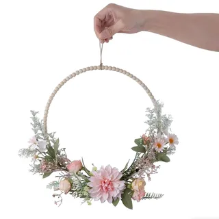 Türkranz Sommer,Ganzjährige Haustürdeko mit Orchideen, Kranz trockenblumen,Fensterdeko Hängend,Türkranz ganzjährig,Wetterfest & Pflegeleicht(41 cm)