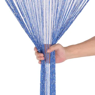 WedDecor Fadenvorhänge, Glitzer-Fransen-Panel, Fliegengitter, Raumteiler, Quastenvorhang für Türen, Türen, Fenster, Heimdekoration, Event-Dekoration, Königsblau (90 x 200 cm)