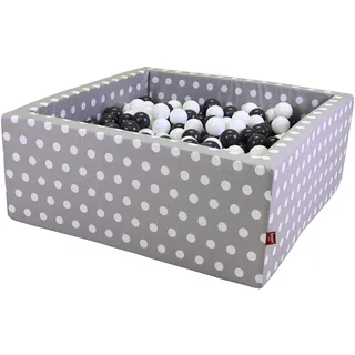 Knorrtoys Bällebad Soft Grey White dots eckig mit 100 Bällen Grey/creme;