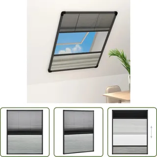 The Living Store Insektenschutz-Plissee für Fenster Alu 60x80 cm mit Jalousie - Grau