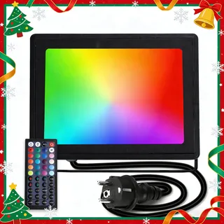 Aigostar RGB LED Strahler 50W,LED Strahler Außen mit Fernbedienung,6 Strobe Modi,DIY Modi,Timing,dimmbar LED Fluter mit Stecker,IP65 wasserdicht Flutlicht für Garten,Party,Halloween