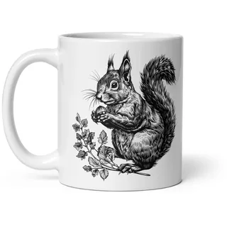 Tasse Natur Hirsch Wildschwein Fuchs Laie Markassin Wald Spaziergang Jagd Tiere Landschaft Tee Kaffee Original Tasse Geschenk Kollege Herren Damen Naturforscher Opa Oma (Eichhörnchen)
