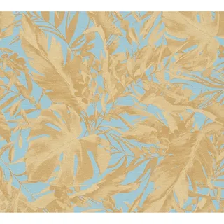 AS Creation Vliestapete Blätter 10,05 x 0,53 m Blau-Gold FSC®