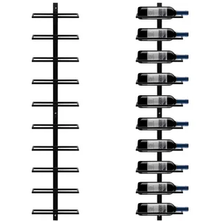 Yaheetech Weinregal Flaschenhalter Flaschenregal Aufbewahrungsregal für die Wand aus Metall 10 Flaschen, Schwarz