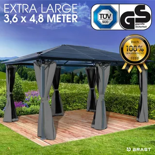 Alu-Pavillon PREMIUM 3,6x4,8 m grau - Grau