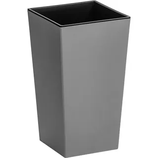 Dehner Pflanztopf Elise mit Selbstbewässerungs-System, ca. 26 x 15 x 15 cm, Kunststoff, grau-matt