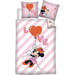 Disney Minnie Mouse Bettbezug Love Balloon 140 x 200 cm - Rosa
