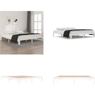vidaXL Massivholzbett Weiß 180x200 cm - Bettrahmen - Bettgestell - Bett - Holzbett - Weiß