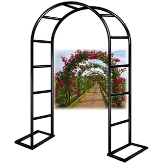 Gartenbogen Aus Metall Breit 140 200 240 300 cm, Rosenbogen Rankhilfe Für Kletterpflanzen Hochzeit Terrasse, Freistehend Torbogen Rankgitter, Wetterfest Rankbogen, Gartendekoration(Schwarz,300x220 cm
