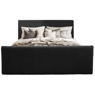 kaiser möbel Boxspringbett mit bettkasten und topper Lamm stoff Sven Schwarz 180x200 cm H2-Pocket - Schwarz