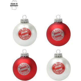 FC Bayern München Christbaumkugeln I Weihnachtskugeln I 4er Set Rot/Weiß I Fußball