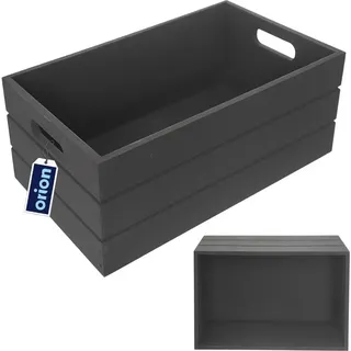 Orion Holzkiste Aufbewahrungskiste Aufbewahrungsbox mit Griffen 31x21x13 cm - Schwarz