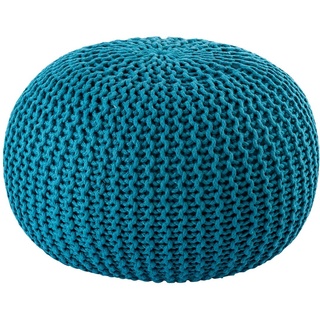 kreatives Wohnen Pouf Premium ø45cm Sitzhocker Strickpouf Innen Terrasse Pool Garten nachhaltig türkis - Navigate