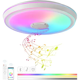 VOMI Deckenleuchte mit Bluetooth Lautsprecher 50cm RGB Musik Deckenlampe mit Fernbedienung App-Steuerung Dimmbar Farbwechsel LED Lampe Decke Modern Schlafzimmer Wohnzimmer Kinderzimmer