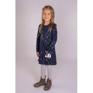 Strickkleid HAPPY GIRLS, Mädchen, Gr. 104, N-Gr, blau (navy), Feinstrick, Obermaterial: 70% Baumwolle, 30% Polyester, bedruckt, regular fit, Rundhals, Kleider Strickkleid, mit tollem Einhorn-Motiv