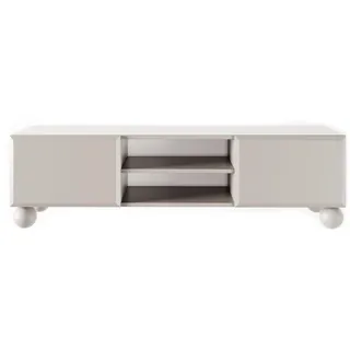 Selsey TV Lowboard Chocolated, 137 cm Beige, Kugelbeine Massivholz, Laminierte Spanplatte, PVC,Kanten, Hängend mit Push,to,Open, 2 Schränke, 1 Regal, Stilvolles Design & Funktionalität