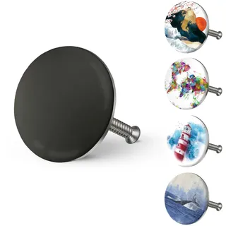 arteneur® - Badewannenstöpsel Universal Schwarz Matt | Dreifach Dichtung | Verstellbar | Rostfrei | Extra Schwer für stabilen Halt | Stöpsel Badewanne Zubehör