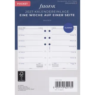 Filofax Kalendereinlage Pocket 1 Woche auf 1 Seite 2027 Weiß