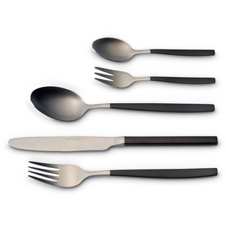 ECHTWERK EW-BS-3315E Tafelbesteck Positano Due-Silver/Black Edition, 30-teilig, für 6 Personen, Messer aus Klingenstahl, inkl. Präsentschachtel, 18/10 Stahl