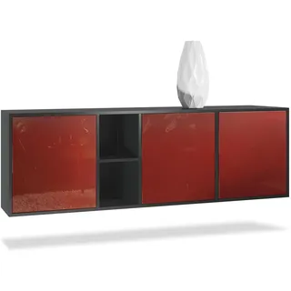 Vladon Sideboard Cuba Türen in Bordeaux Hochglanz , Holzwerkstoff , 182x53x35 cm , Kleinmöbel, Kommoden, Sideboards
