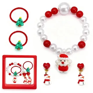 Schmuckset Mädchen, Dwafill 5-teiliges Set Schmuck Adventskalender, Christmas Decorations, Weihnachtsschmuck, Weihnachtsarmbänder, Mitgebsel Kinder Weihnachten, Armband, Give Away Christmas Party (C)