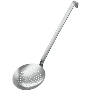 Rösle Schaumlöffel flach grob gelocht, Hochwertiger Abseihlöffel mit Hakengriff, 12 cm, Edelstahl 18/10, Spülmaschinengeeignet