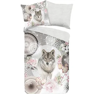 Muller Textiles hip Wendebettwäsche Isaci 2 Stk. tlg. Biber, 135x200 cm + grau