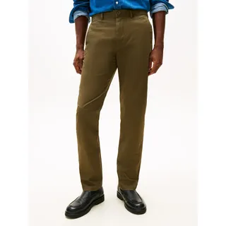 Chinohose TOMMY HILFIGER "DENTON ESSENTIAL", Herren, Gr. 34, Länge 30, army grün, Twill, Obermaterial: 97% Baumwolle, 3% Elasthan, straight fit normal, Hosen Chinohose, Gerades Bein, Schlichte Optik