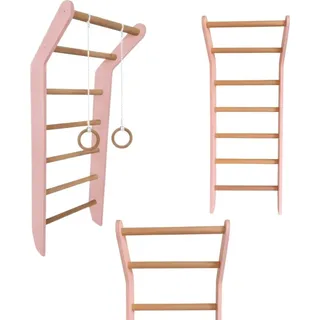Sprossenwand Toddler Rosa | Kinderzimmer Holz Kinder Klettergerüste Spielplatz indoor Turnringe Kletterwand - Rosa