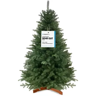 Weihnachtsbaum künstlich 180cm aus 100% Spritzguss - TESTSIEGER - Naturgetreu, dichte Zweige, Künstlicher Weihnachtsbaum mit Holzständer und Aufbewahrungstasche – Tannenbaum künstlich von Pure Living