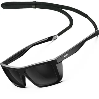 ATTCL Sonnenbrille Herren Polarisiert Sport UV400 TR90 Rutschfest Band | Leicht, HD TAC Linse, Blendschutz, Rechteckig Rahmen, Seitenschild Design, Autofahren, Angeln, Cat 3