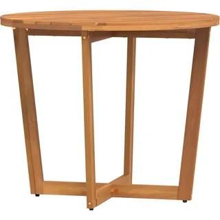 Garten-Esstisch Rund Ø90x75 cm Massivholz Akazie - Braun, Bunt