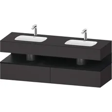 Duravit Qatego Einbauwaschtisch mit Konsolenwaschtischunterbau, 1600x550x600mm, Nische Eiche Schwarz, Doppelwaschtisch, QA4797016, Farbe: Graphit Supermatt/mit Nischenbeleuchtung