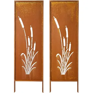 Vevor Paravent, 50x160 cm 2er-Pack, Raumteiler Metall, Trennwand mit Erdspießen & Kohlenstoffstahlplatte, Sichtschutz, Raumtrenner, Dekorative Sichtschutzwand für Garten, Terrasse, Hof, Balkon