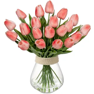 Briful 10 Stück Künstliche Tulpen Kunstblume Latex Blumen Real-Touch Tulpe Deko Kunstpflanze Länge 34cm für Home Room Hochzeitsstrauß Party Blumengesteck