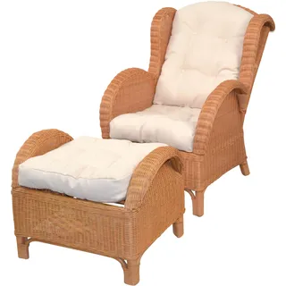 Ohrensessel, gelb (honigfarben), B:66cm H:96cm T:89cm, HOFMANN LIVING AND MORE, Sessel, Ohrensessel, Handgeflochten