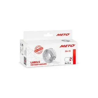 METO Preisetiketten weiß permanent 26,0 x 12,0 mm, 6 Rollen